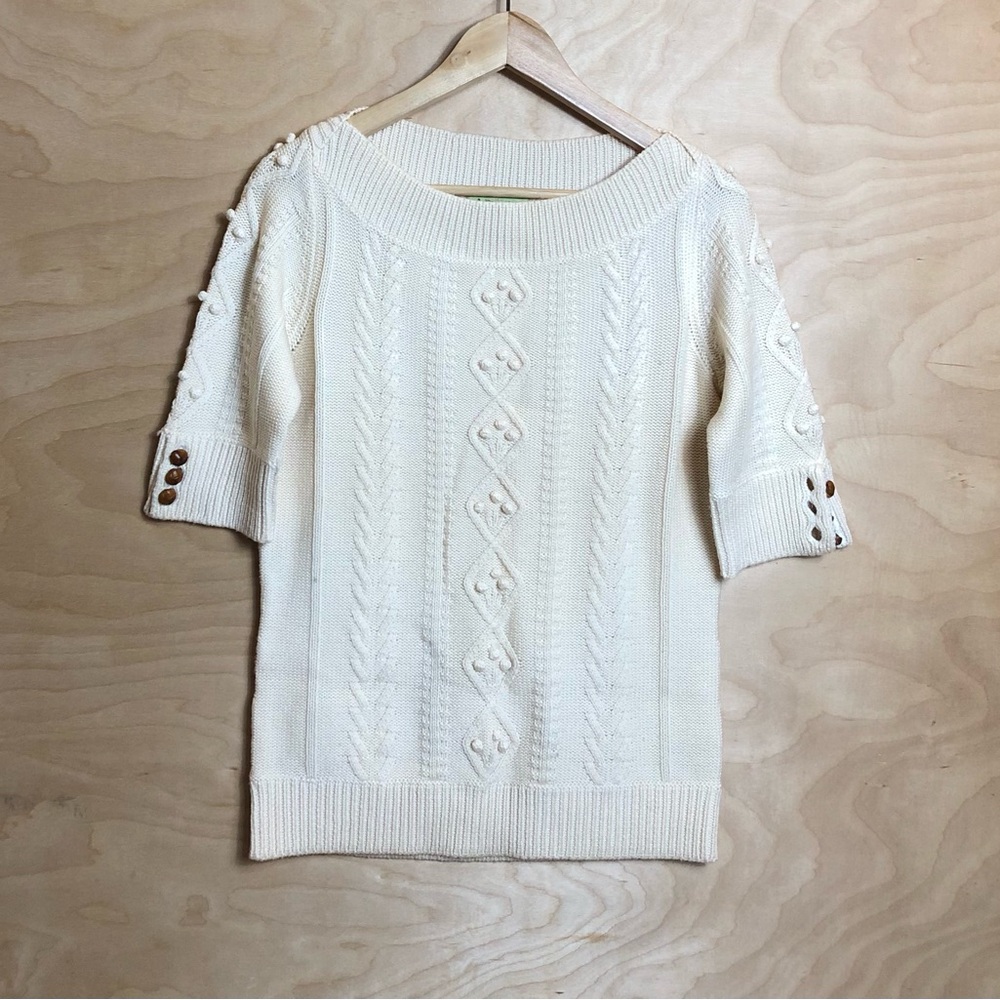 Vintage Juicy Couture Knit 100% Merino Wool Beige Sweater Womens Size L